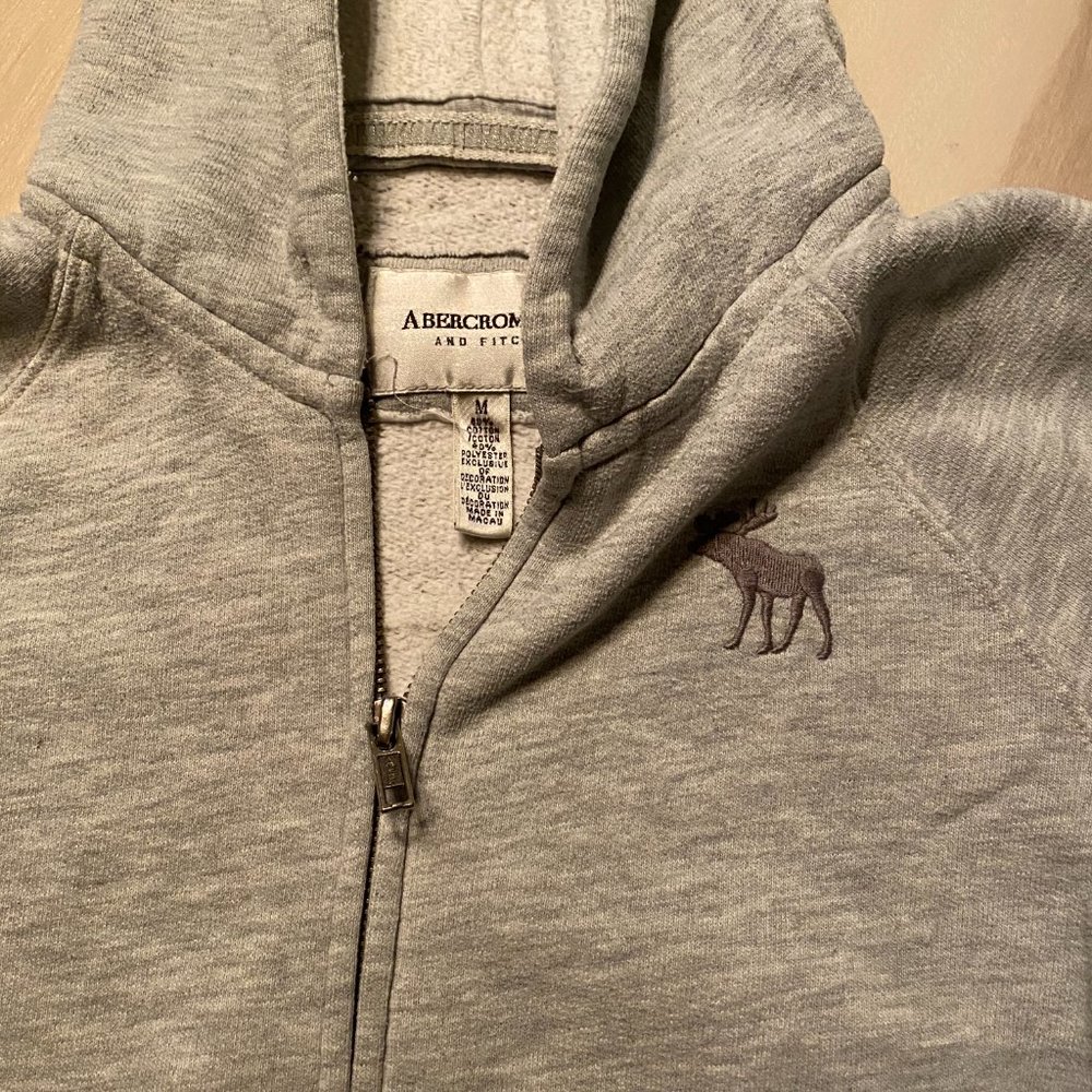 A&F Gray Sweatshirt with Moose Logo Sz M - Picture 3 of 8